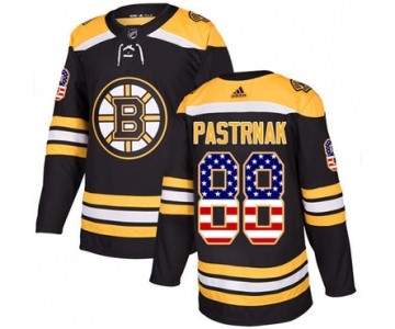 Adidas Bruins #88 David Pastrnak Black Home Authentic USA Flag Youth Stitched NHL Jersey