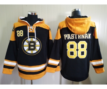 Men's Boston Bruins #88 David Pastrnak Black Ageless Must Have Lace Up Pullover Hoodie