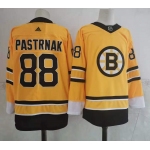 Men's Boston Bruins #88 David Pastrnak Yellow Adidas 2020-21 Stitched NHL Jersey