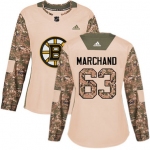 Adidas Boston Bruins #63 Brad Marchand Camo Authentic 2017 Veterans Day Women's Stitched NHL Jersey