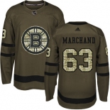 Adidas Bruins #63 Brad Marchand Green Salute to Service Youth Stitched NHL Jersey