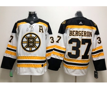 Adidas Boston Bruins #37 Patrice Bergeron White Road Authentic Stitched NHL Jersey