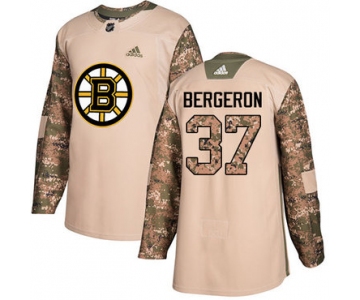 Adidas Bruins #37 Patrice Bergeron Camo Authentic 2017 Veterans Day Stitched NHL Jersey