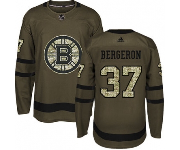Adidas Bruins #37 Patrice Bergeron Green Salute to Service Youth Stitched NHL Jersey