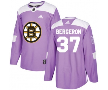 Adidas Bruins #37 Patrice Bergeron Purple Authentic Fights Cancer Stitched NHL Jersey