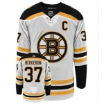 Men's BOSTON BRUINS #37 PATRICE BERGERON with C patch ADIDAS AUTHENTIC AWAY WHITE NHL HOCKEY JERSEY