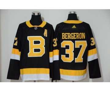 Men's Boston Bruins #37 Patrice Bergeron Black Throwback Authentic Stitched Hockey Jersey