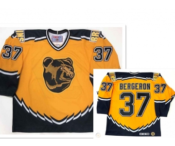 Men's Boston Bruins #37 Patrice Bergeron Yellow 2019 CCM NHL jerseys
