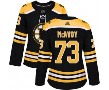 Adidas Boston Bruins #73 Charlie McAvoy Black Home Authentic Women's Stitched NHL Jersey