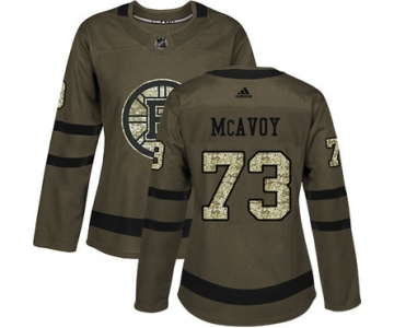 Adidas Boston Bruins #73 Charlie McAvoy Green Salute to Service Women's Stitched NHL Jersey