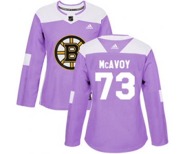 Adidas Boston Bruins #73 Charlie McAvoy Purple Authentic Fights Cancer Women's Stitched NHL Jersey