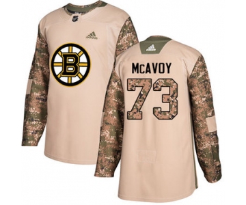 Adidas Bruins #73 Charlie McAvoy Camo Authentic 2017 Veterans Day Youth Stitched NHL Jersey