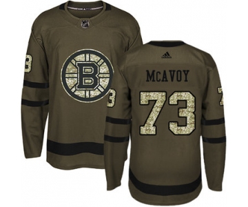 Adidas Bruins #73 Charlie McAvoy Green Salute to Service Youth Stitched NHL Jersey