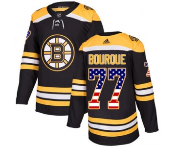 Adidas Bruins #77 Ray Bourque Black Home Authentic USA Flag Youth Stitched NHL Jersey