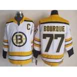 Boston Bruins #77 Ray Bourque White Throwback CCM Jersey