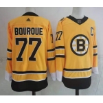 Men's Boston Bruins #77 Ray Bourque Yellow Adidas 2020-21 Stitched NHL Jersey