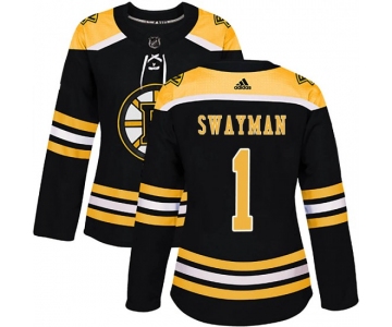 Women's Boston Bruins #1 Jeremy Swayman Adidas Authentic Home Jersey - Black