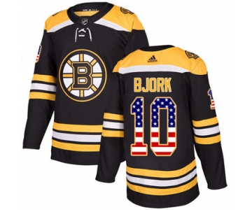 Adidas Bruins #10 Anders Bjork Black Home Authentic USA Flag Stitched NHL Jersey