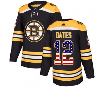 Adidas Bruins #12 Adam Oates Black Home Authentic USA Flag Stitched NHL Jersey