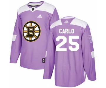 Adidas Bruins #25 Brandon Carlo Purple Authentic Fights Cancer Stitched NHL Jersey