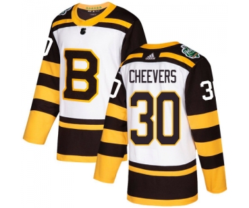Adidas Bruins #30 Gerry Cheevers White Authentic 2019 Winter Classic Stitched NHL Jersey