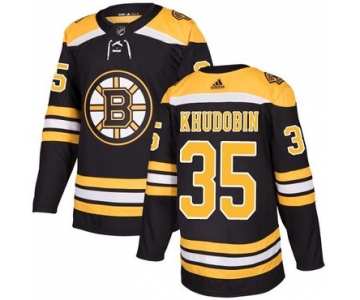 Adidas Bruins #35 Anton Khudobin Black Home Authentic Stitched NHL Jersey