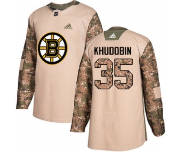 Adidas Bruins #35 Anton Khudobin Camo Authentic 2017 Veterans Day Stitched NHL Jersey