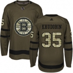 Adidas Bruins #35 Anton Khudobin Green Salute to Service Stitched NHL Jersey