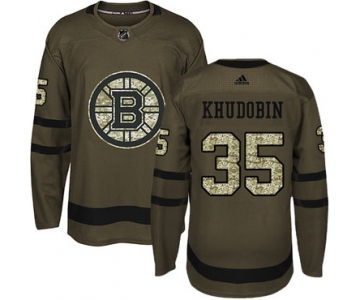 Adidas Bruins #35 Anton Khudobin Green Salute to Service Stitched NHL Jersey