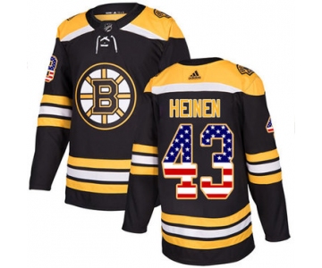 Adidas Bruins #43 Danton Heinen Black Home Authentic USA Flag Stitched NHL Jersey