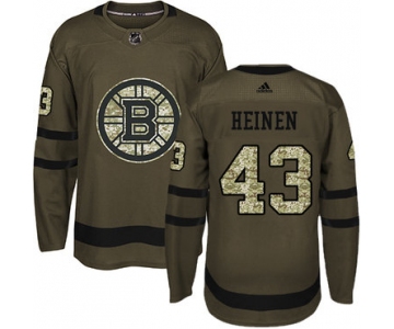 Adidas Bruins #43 Danton Heinen Green Salute to Service Stitched NHL Jersey