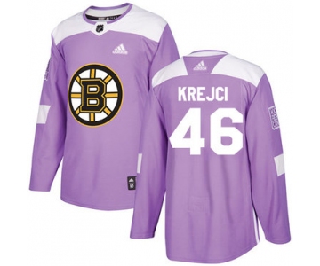 Adidas Bruins #46 David Krejci Purple Authentic Fights Cancer Stitched NHL Jersey