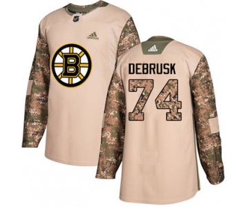 Adidas Bruins #74 Jake DeBrusk Camo Authentic 2017 Veterans Day Stitched NHL Jersey
