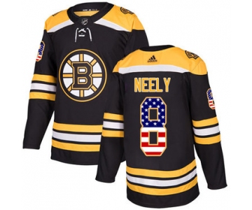 Adidas Bruins #8 Cam Neely Black Home Authentic USA Flag Stitched NHL Jersey