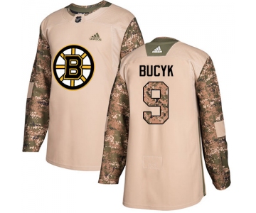 Adidas Bruins #9 Johnny Bucyk Camo Authentic 2017 Veterans Day Stitched NHL Jersey