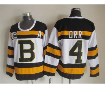Boston Bruins #4 Bobby Orr White 75TH Throwback CCM Jersey