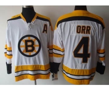 Boston Bruins #4 Bobby Orr White Throwback CCM Jersey