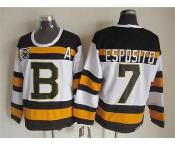 Boston Bruins #7 Phil Esposito White 75TH Throwback CCM Jersey