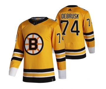Boston Bruins #74 Jake DeBrusk Yellow Men's Adidas 2020-21 Reverse Retro Alternate NHL Jersey