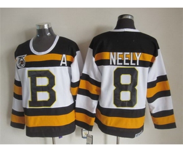 Boston Bruins #8 Cam Neely White 75TH Throwback CCM Jersey