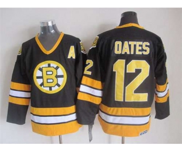 Men's Boston Bruins #12 Adam Oates 1981-82 Black CCM Vintage Throwback Jersey