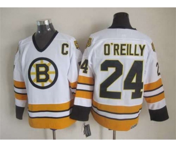 Men's Boston Bruins #24 Terry O'Reilly 1981-82 White CCM Vintage Throwback Jersey