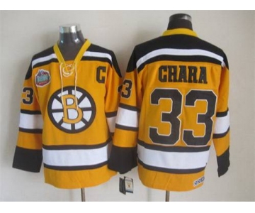 Men's Boston Bruins #33 Zdeno Chara 2009-10 Yellow CCM Vintage Throwback Jersey