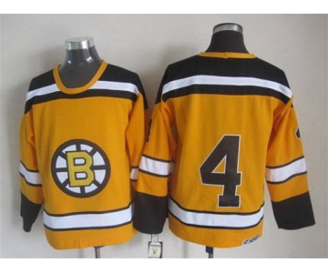 Men's Boston Bruins #4 Bobby Orr 1959-60 Yellow CCM Vintage Throwback Jersey