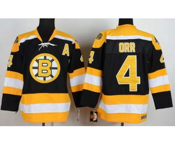 Men's Boston Bruins #4 Bobby Orr 1967-68 Black CCM Vintage Throwback Jersey