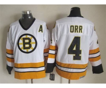 Men's Boston Bruins #4 Bobby Orr 1981-82 White CCM Vintage Throwback Jersey