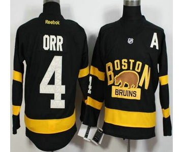 Men's Boston Bruins #4 Bobby Orr Reebok Black 2016 Winter Classic Premier Jersey