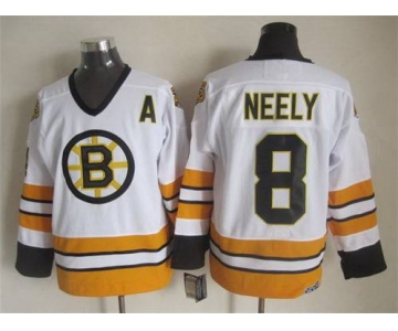 Men's Boston Bruins #8 Cam Neely 1981-82 White CCM Vintage Throwback Jersey