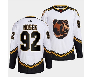 Men's Boston Bruins #92 Tomas Nosek 2022 White Reverse Retro Stitched Jersey