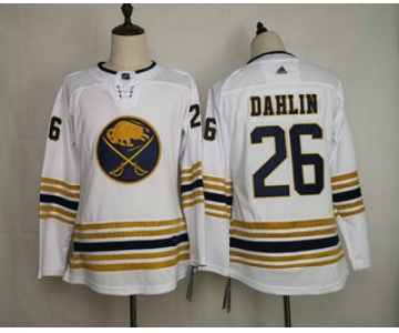 Youth Buffalo Sabres #26 Rasmus Dahlin White With Gold 50th Anniversary Adidas Stitched NHL Jersey